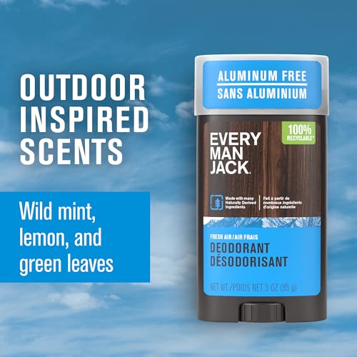 Image of Every Man Jack Fresh Air Men's Deodorant - Stay Fresh with Aluminum Free Deodorant For all Skin Types - Odor Crushing, Long Lasting, with Naturally Derived Ingredients - 3oz (3-Pack)