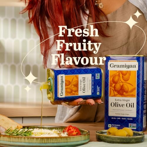 Image of Gramiyaa Extra Virgin Olive Oil 1 Litre | First Cold Pressed | Tunisian Single Origin, Chemlali Olives | Imported Olive Oil for Cooking