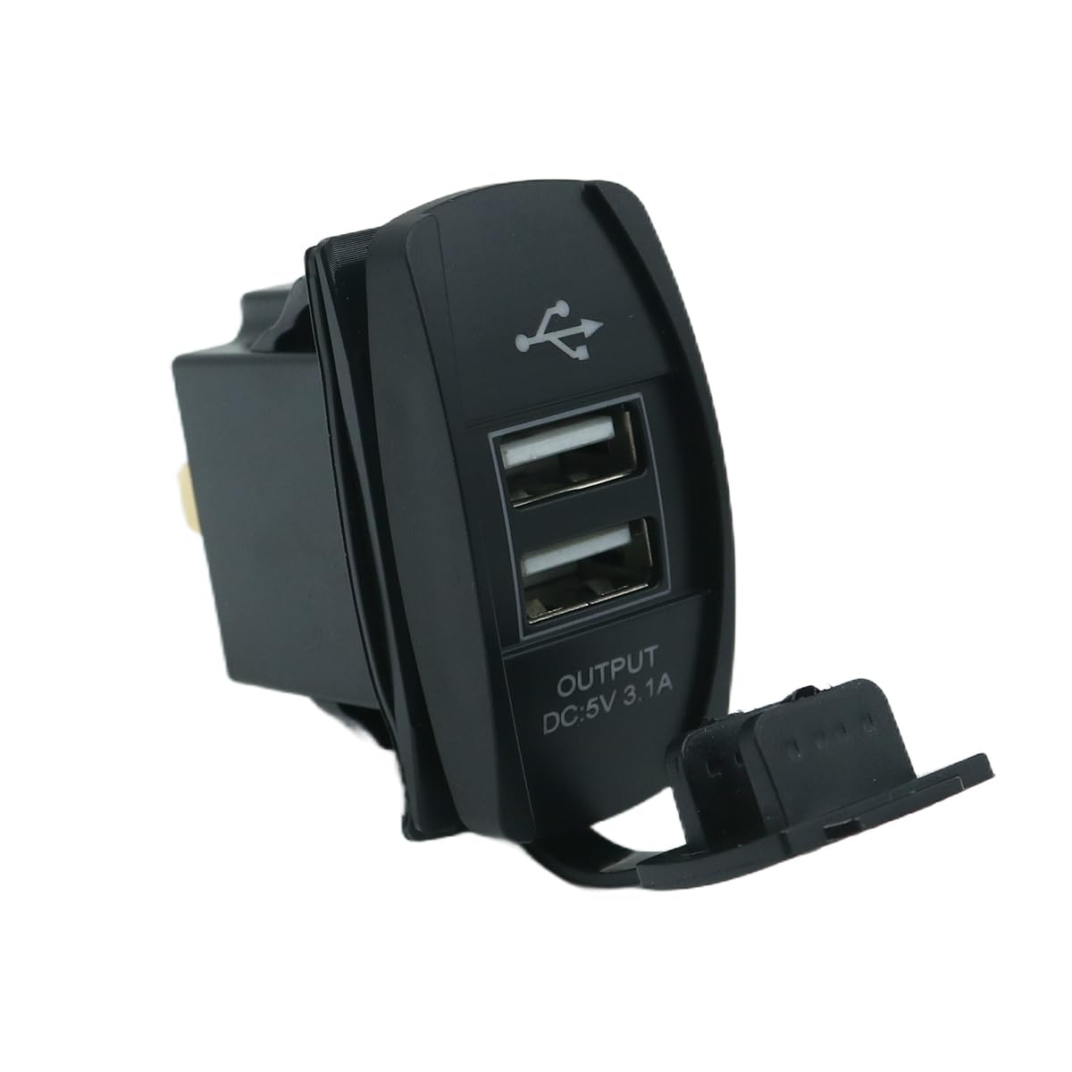 Batum Podwójna ładowarka samochodowa USB 3.1A 12V-24V, gniazdo panelowe z osłoną, niebieskie światło