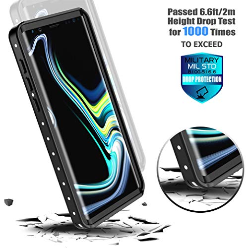 SPIDERCASE Samsung Galaxy Note 9 Waterproof Case, Shockproof Snowproof Dirtproof, Waterproof Case for Samsung Galaxy Note 9 (Black/Transparent)