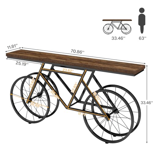 Tribesigns RY0102 70.9-Inch Extra Long Console Table, Narrow Sofa Table With Bicycle Metal Base thumb #1