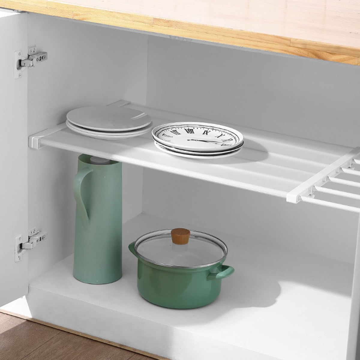 Divisor Organizador de Armario Extensible sin Clavos 50-80 Cm X 24 Cm, Estante Plástico Ajustable para Ropa, Estante Separador para Dormitorio y Baño, Almacenamiento Práctico