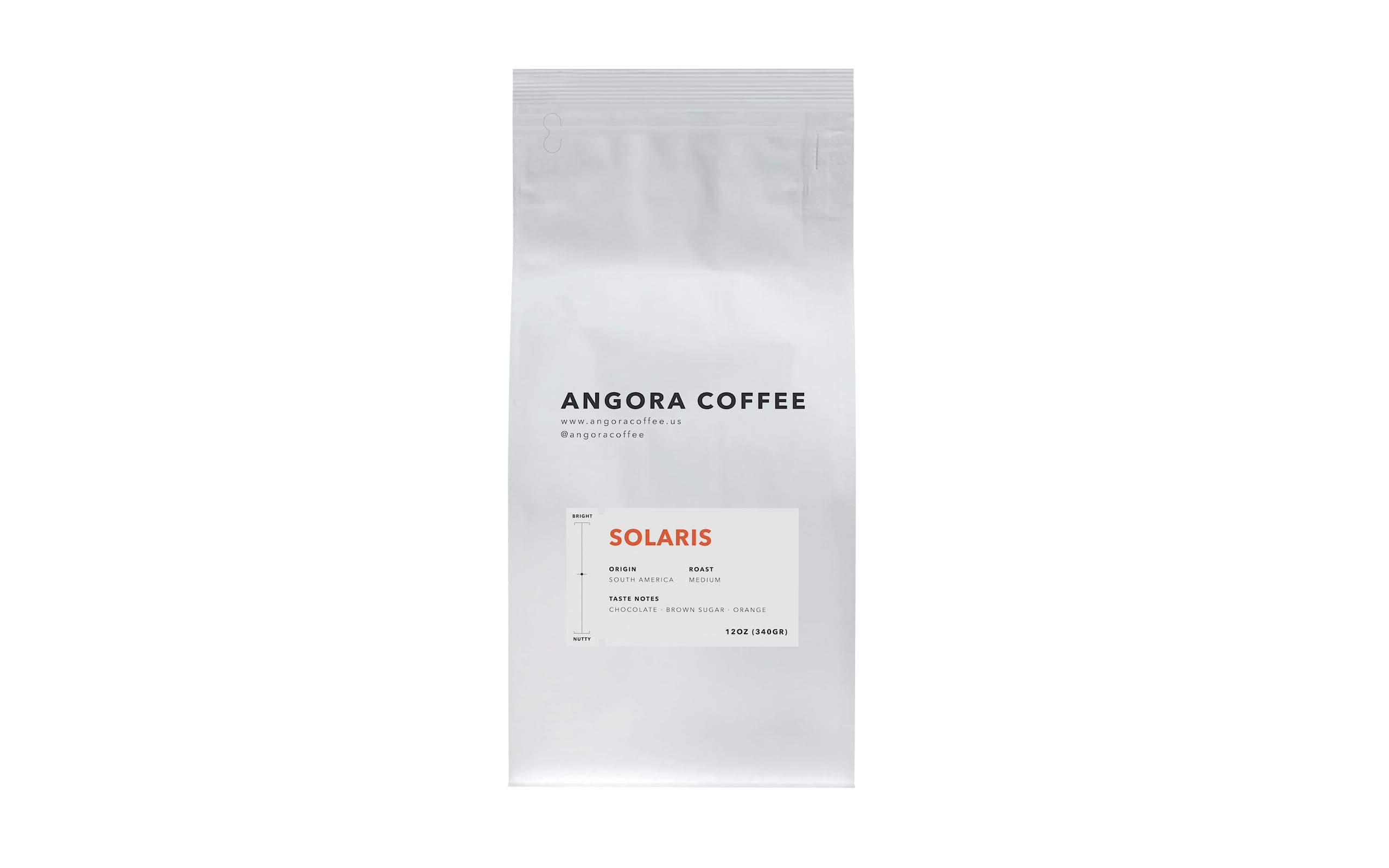Angora Coffee Roasters, Medium Roast, Specialty Whole Bean Coffee, Colombia, Single Origin - Solaris 12 Ounce Bag with Taste Notes of Chocolate, Brown Sugar, Mandarin