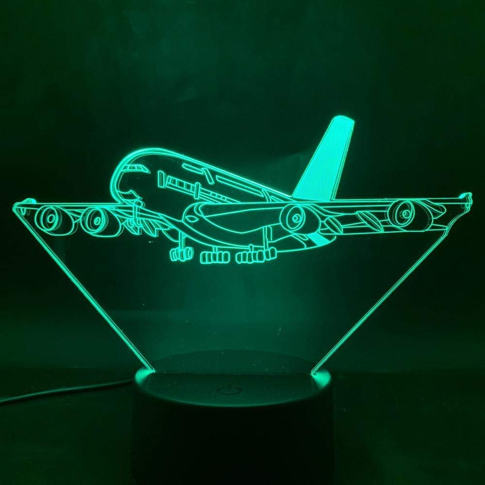 3D Lamp Plane Airbus A380 Best Model Present for Children Bright Base 2017 Gift Battery Operated Led Night Light Lamp