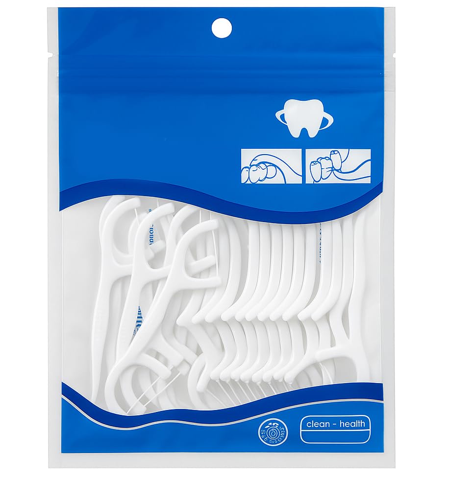 Dental Floss Picks 50 Count Tooth Flossers with Toothpick End Soft Flexible Thread for Gum Care Easy Grip