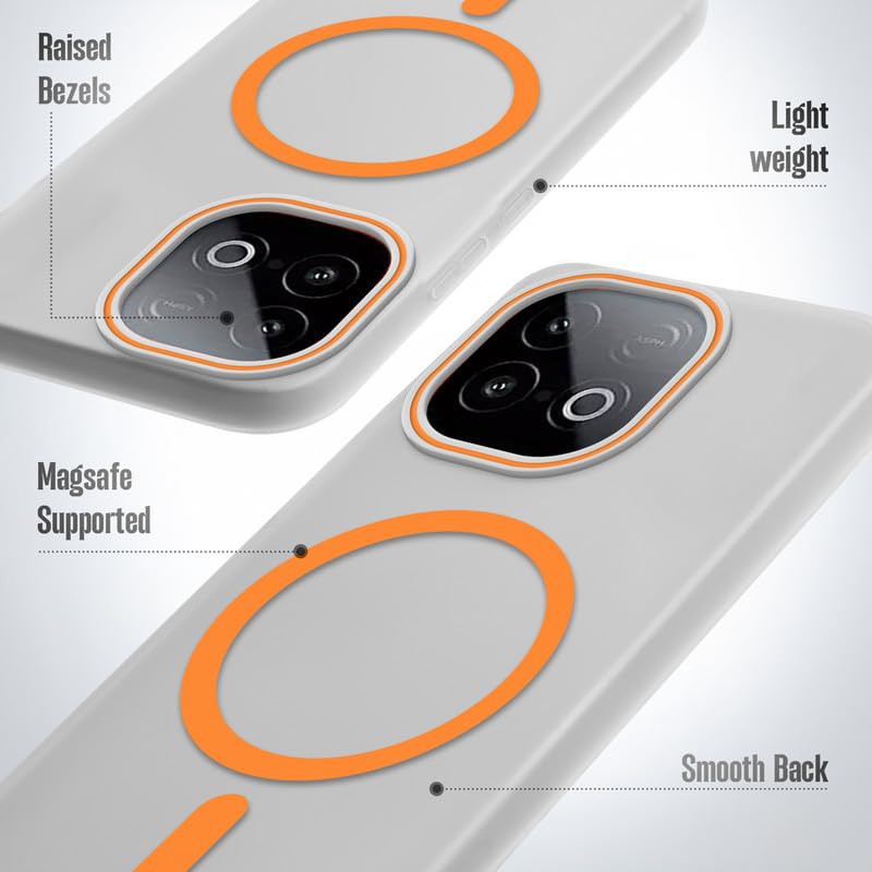 Image of Mr. Case Back Cover for iQOO Neo 10 5G Elegant Frosted White Translucent Back with Wireless Charging Support | Anti-Scratch Shockproof Phone Case - Orange