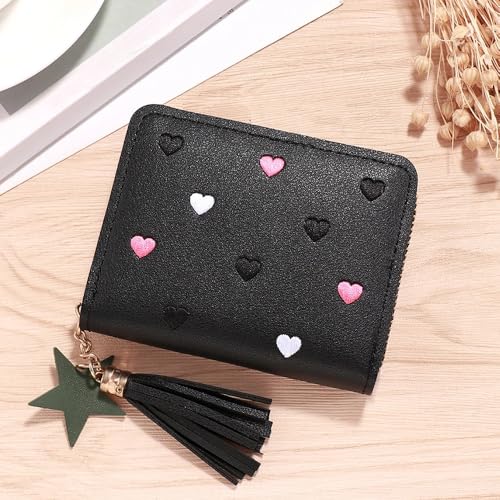 1pc Ladies' Black Wallet PU Simulation Card Bag Wallet Short And Cute Small Coin Purse