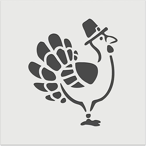 Plantilla reutilizable de dibujos animados de Acción de Gracias de pavo con sombrero de peregrino, galletas de pared, manualidades, 5.5 pulgadas