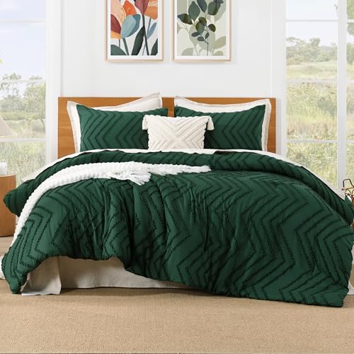 Image of Litanika 3 Pcs Emerald Green Boho Oversized Super King Comforter Set