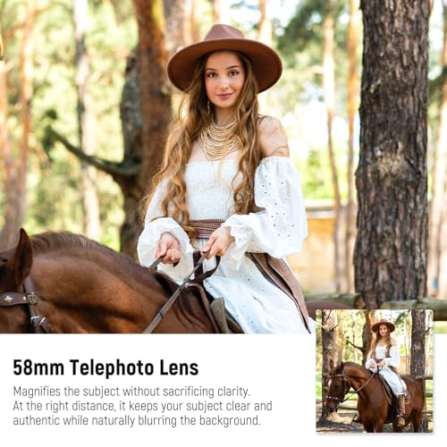 Image of NEEWER 58mm Telephoto Lens with 17mm Threaded Phone Camera Lens Clip, 6 Elements in 5 Groups 2X Magnification Compatible with iPhone Android Samsung for Portrait Photography, LS-71