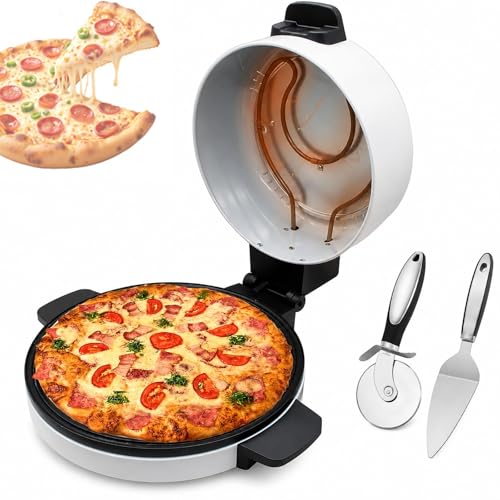 Máquina for Hacer Pizza Eléctrica 12 Pulgadas, Crepera Antiadherente de Doble Cara, Aparato Pan Árabe Horneado Rápido 6 Min for Tortillas y Fajitas en Casa