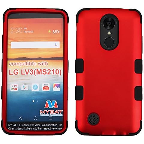 Asmyna Cell Phone Case for LG LV3 - Titanium Red/Black Cover