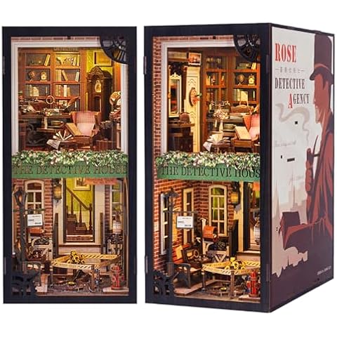 CUTEBEE DIY Book Nook Kit for Adults and Teens, DIY Wooden Miniature Tiny House Dollhouse Kit Bookshelf Booknook Bookcase Model Build Gift Kit Decor Alley with LED Light Cover