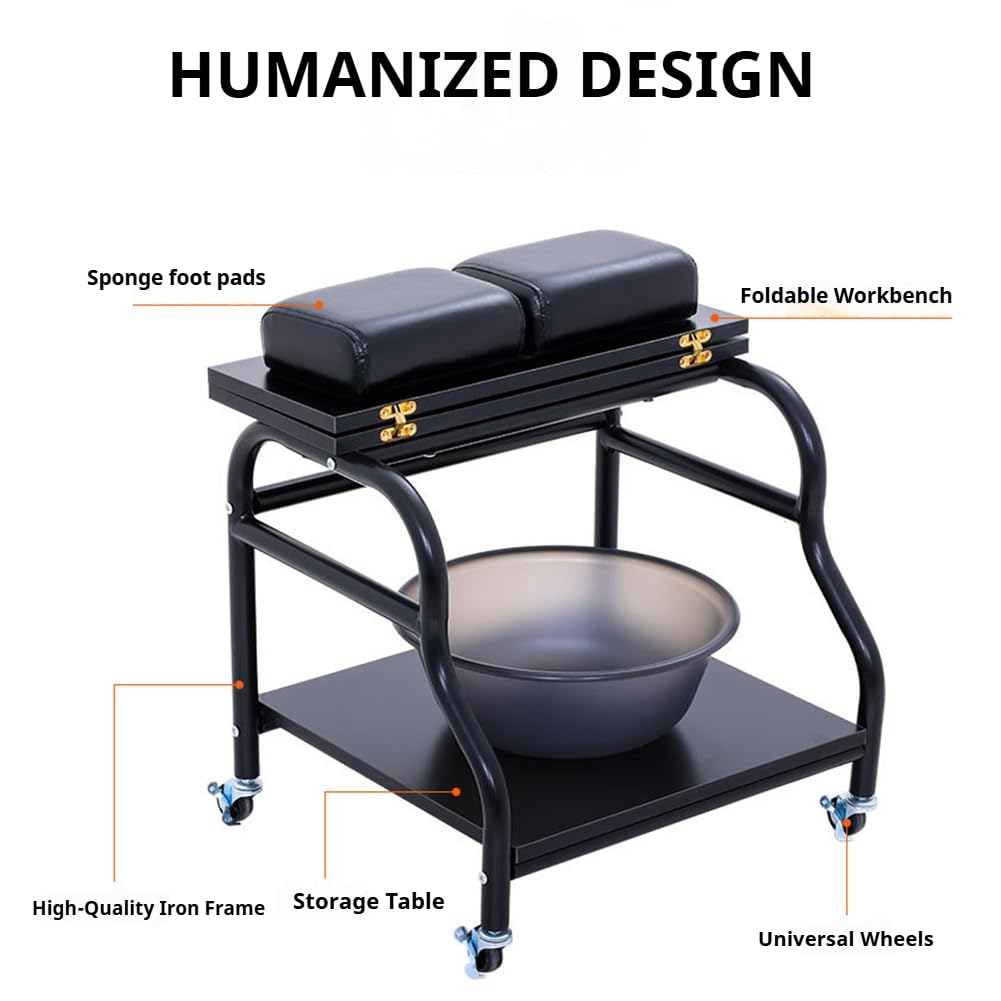Carrello Per Pediluvio in Acciaio Inossidabile A Doppio Strato, Carrello Per Pedicure Portatile Per Stazione Di Massaggio Per Manicure Con Poggiapiedi, Carrello Per Estetista Per Pedicure