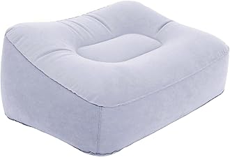 Travel Foot Rest Pillow, Soft Flocking Pillow, Flights Relax Cushion Ottomans Leg Up with Air Pump for Office, Home Relax, Camping and Travel Use (Gray)