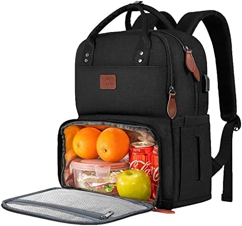 MATEIN 17 Inches Lunch Bookbag for Students, Extra Large Lunch Box with Insulated Cooler Compartment, Water Resistant Laptop Backpack with USB Charging Port for School College Work Picnic Beaches