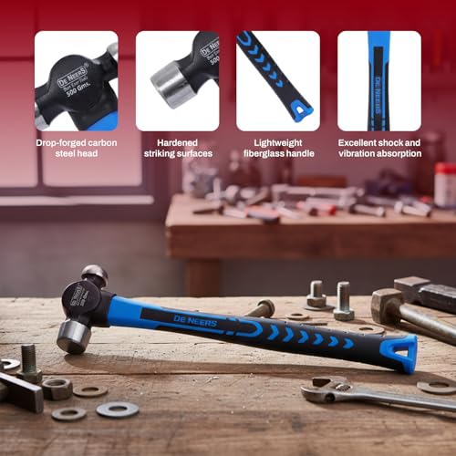 Image of DeNeers DN 4033, 448 grams Ball pein hammer Fiberglass, used for driving nails and various other applications. Used in Carpentry, Plumbing, Household, professional & DIY