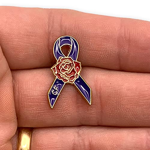 Stockpins Cystic Fibrosis Awareness Ribbon Pin -Purple Ribbon Awareness Pins For Men And Women, Cystic Fibrosis Awareness Ribbon And Cf Ribbon Pin For Backpack Pins And Hat Pins With Rose Detail #TOP1