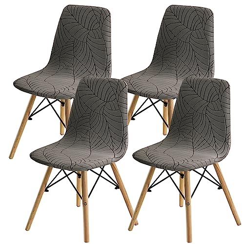 SHENGYIJING Dining Chairs Covers Set of 2/4/6,Style Shell Dining Chair Mid Century Modern Chair Sipcover,Upholstered Dining Accent Side Chair Covers (Taupe1,4 Pieces)