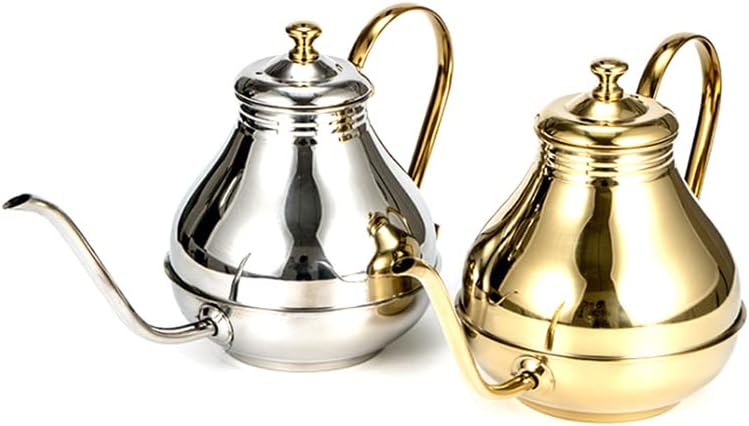 Coffee Press Fine Mouth Gooseneck Coffee Pot Long Spout Pour Over Drip Coffee Kettle Bronze 304 Stainless Steel DIY Coffe Maker Teapot Pots(Gold)