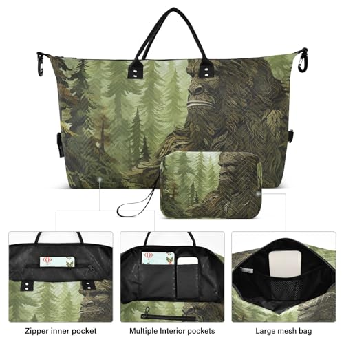 Large Travel Duffel Bag, Woods Sasquatch Sports Tote Gym Bag, Shoulder Weekender Overnight Bag for Women Men, Carry On Luggage with Toiletry Bags2