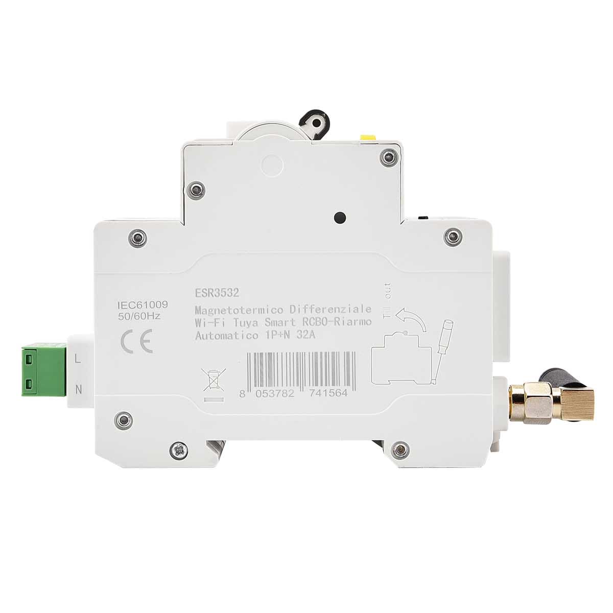 ZOREI Interruttore Magnetotermico Differenziale Smart WIFI,1P+N 230V/400V, App TUYA, Occupa 3 Moduli DIN (1P+N 32A 30mA 6kA)