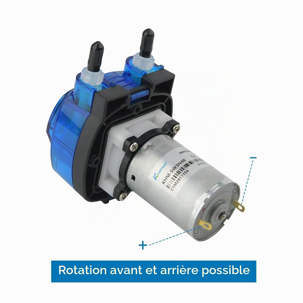 Pompe péristaltique 12V dc Kamoer haut débit 500 ml/min KHM 3 rotors pompe doseuse de liquide tube en norprène 4mm ID × 7.2mm OD