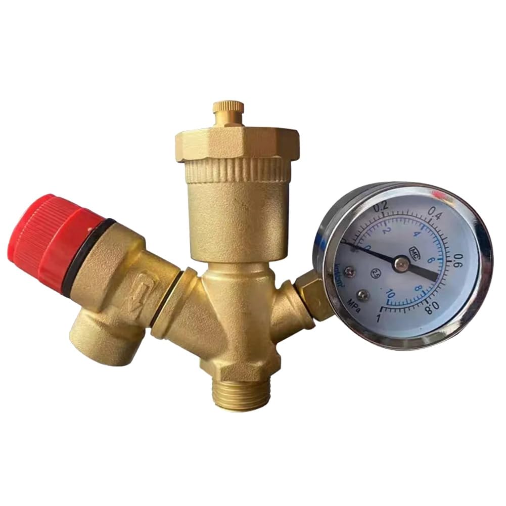 Udsknv[Ksl As Shown Pressure Relief Safety Valve In Brass With Gauge For Boiler For Heating System Water Heater A