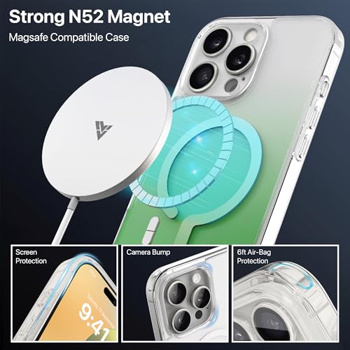 Image of eller sante Maven Magpro Back Cover Case for iPhone 16 Pro Max Scratch Resistant Camera Protector TPU Shockproof 10ft Drop Protection Support Mag-Safe Wireless Charging- Green