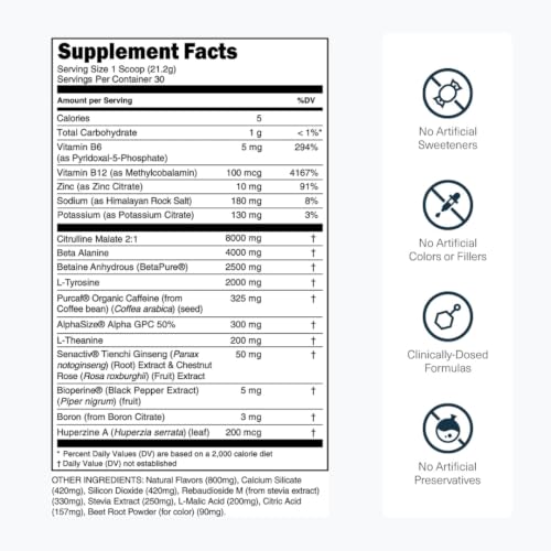 Image of Transparent Labs Bulk Black Pre Workout - Clinically Dosed, Sugar Free Preworkout for Men and Women with Beta Alanine Powder, Citrulline Malate, & Caffeine - 30 Servings, Sour Gummy