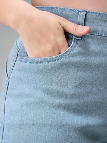 Image of Miss Chase A+ Women's Regular High Rise Mild Distress Regular Denim Skorts