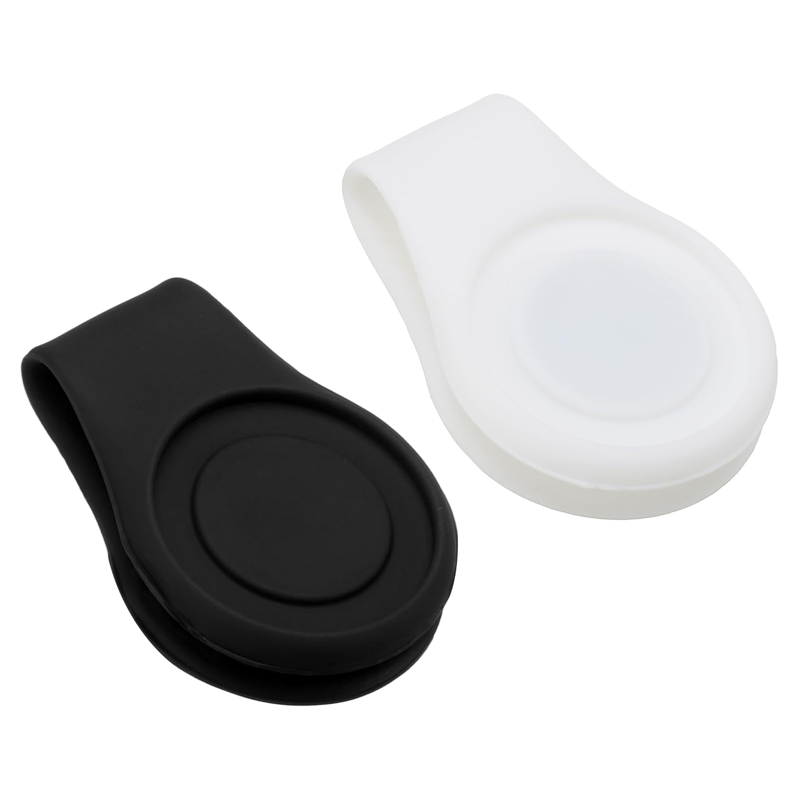 PATIKIL Golf Hat Clip, 2 Pack Silicone Cap Clamp with Magnetic Removable Ball Marker Holder Golf Accessories for (Women & Men), Black, White