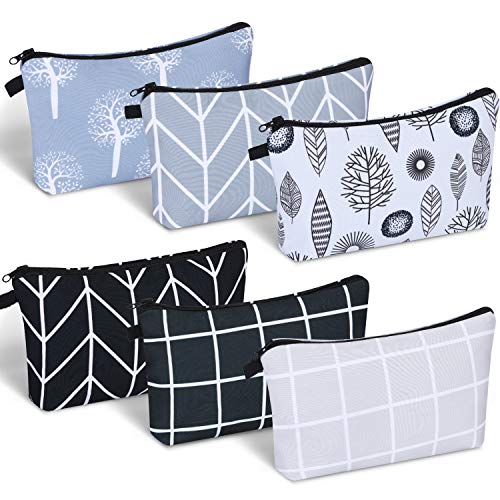 6 Pieces Makeup Bag Toiletry Pouch Waterproof Cosmetic Bag with Mandala Flowers Llama Sloth Unicorn Patterns, 6 Styles (Arrows Style)