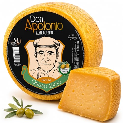 SABE A SABAS Queso de Oveja Curado Anejo Reserva 3 Kg Maduracion 15 Meses en Aceite de Oliva Virgen Extra Pieza Entera Leche Oveja Castilla La Mancha Gourmet Ideal para Tabla Maridaje con Vino Tinto