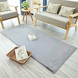 Hochflor Kunstfell Teppich Waschbare Teppiche Weicher Shaggy Teppich Flauschiger Teppich für Wohnzimmer, Schlafzimmer, Küche, Kinderzimmer - 60 x 120 cm Grau