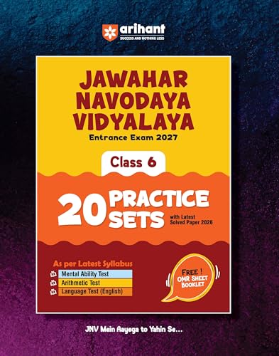 Image of Arihant Jawahar Navodaya Vidyalaya Class 6 Entrance Exam 2027 | 20 Practice Sets with Solved Paper 2026 | Mental Ability, Arithmetic & English | Free OMR Sheet Booklet | English Medium