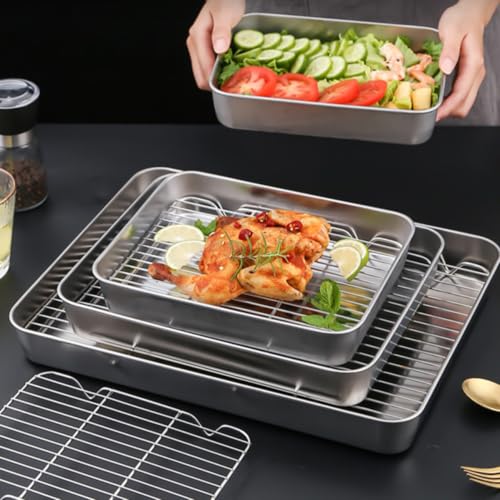 Bandeja para Hornear de Acero Inoxidable Duradero con Rejilla de Asado 5