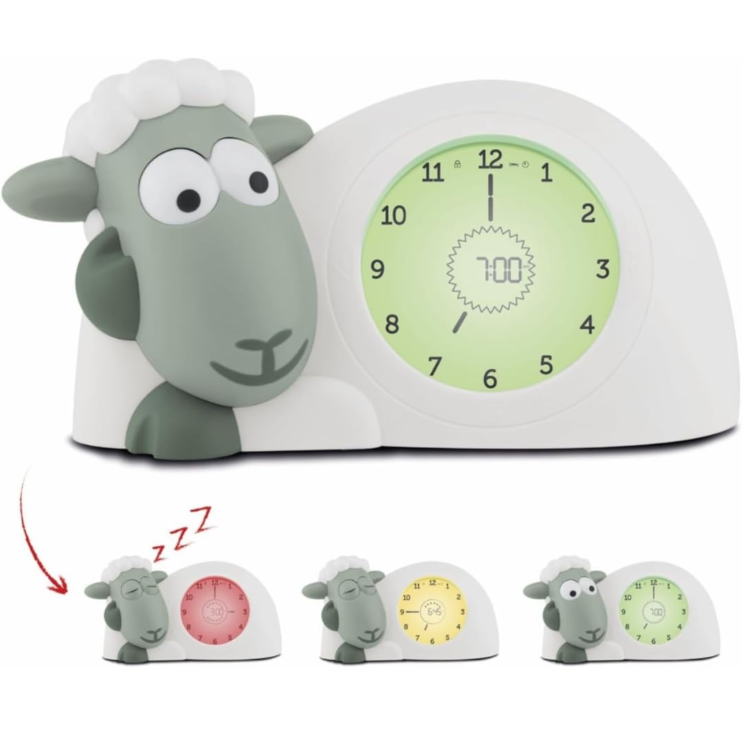 ZAZU Sam The Lamb Uhr – Schlafcoach Uhr und Nachtlicht für Kinder | Bringt Ihrem Kind mit visuellen Indikatoren bei, wann es aufwachen soll | Einstellbare Helligkeit | Automatische Abschaltung (Sage)