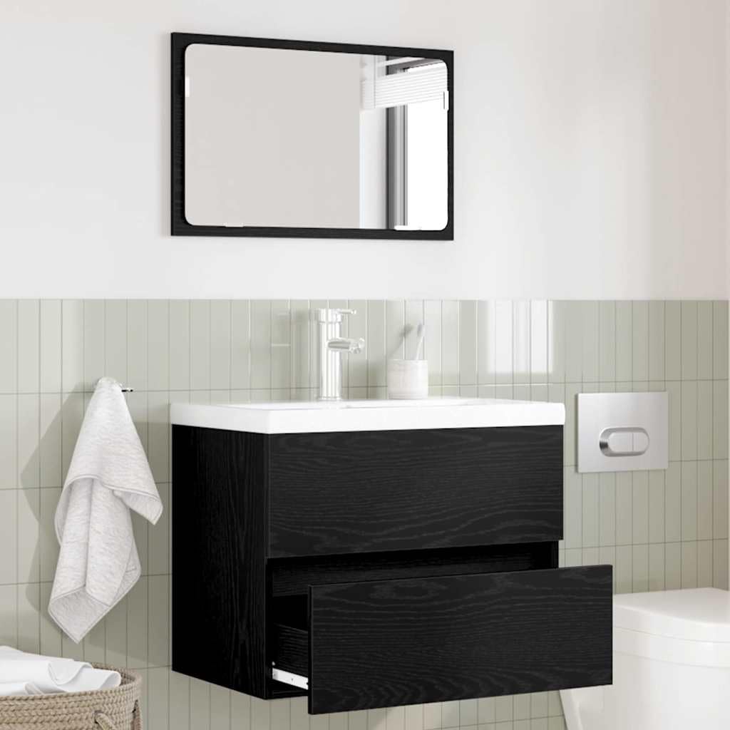 Muebles de baño de diseño minimalista en roble negro suspendido de lujo