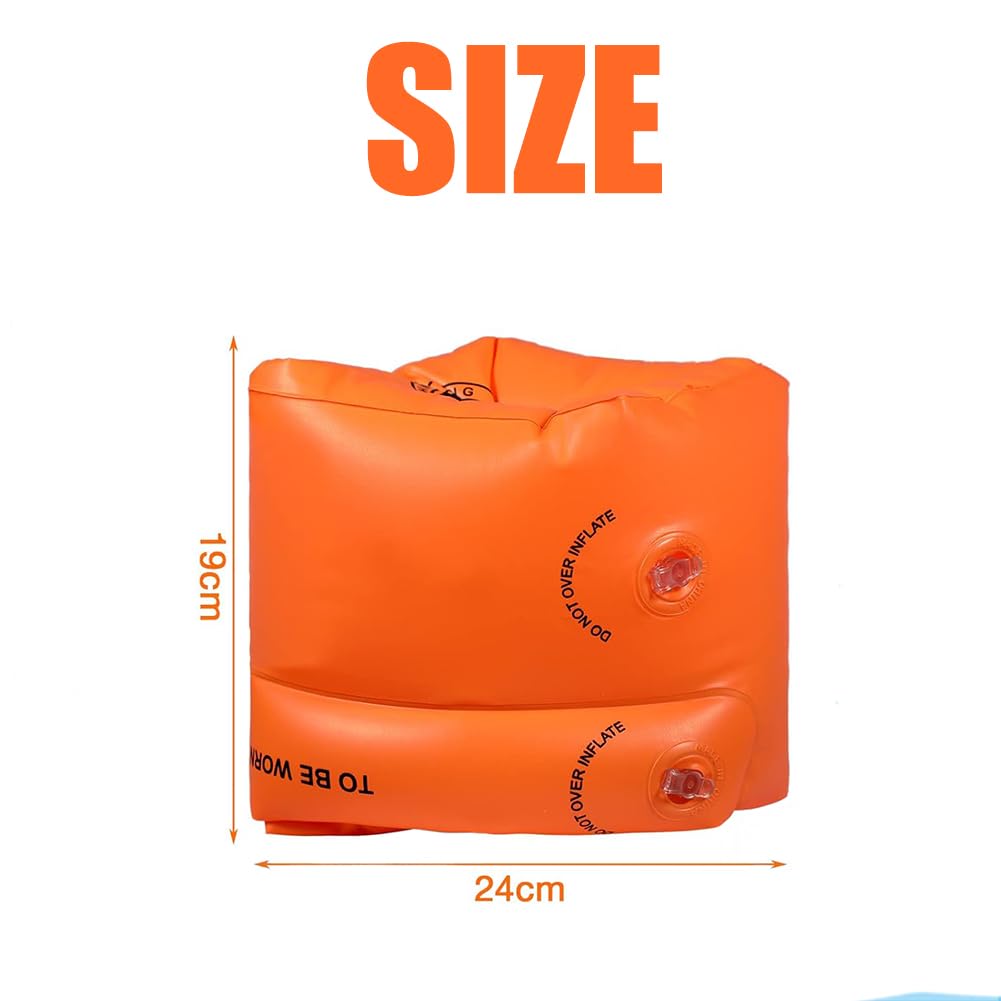 1 Pair Arm Floaties for Kid Pool Floats Sleeves Swimming Arm Float Rings for Kid Adult Water Sports Learning Swim Training (Orange) - Image 5 thumbnail