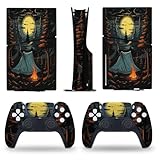 Buyidec Sticker Skin for PS5 Slim Disc Camping Hiking Nature Mountain Skin Console Controller Accessories Cover Skins Anime Vinyl Cover Sticker Full Set for Playstation5 Slim Disk Edition