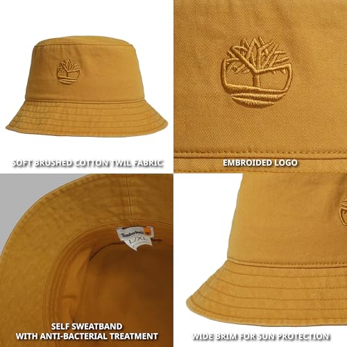 Image of Timberland Mens Bucket Hat, Cotton Twill, Soft Brushed Finish, Packable Sun Hat