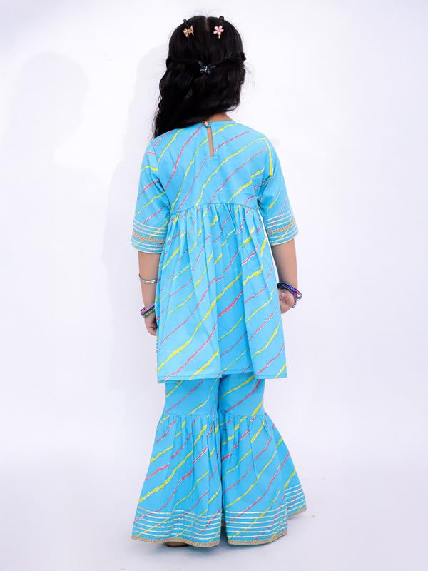 Image of LITTLE GINNIE Anarkali Sharara Set for Baby Girls, Cotton, Traditional Ethnic Wear for Kids Girls