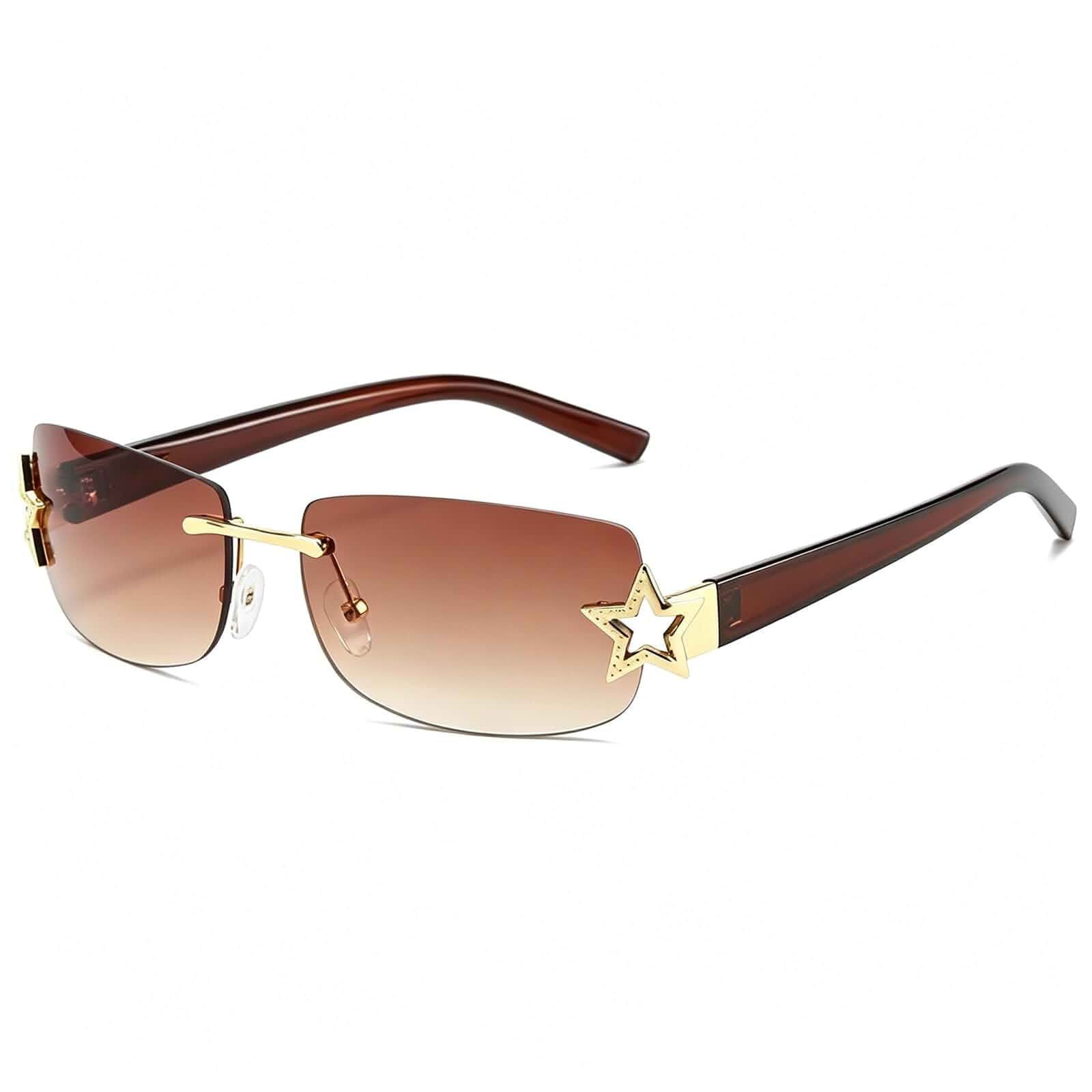 SUNBSR Rimless Y2k Sunglasses for Women Men 2026 Trendy Star Sun Glasses Rectangle Shades UV400 Protection