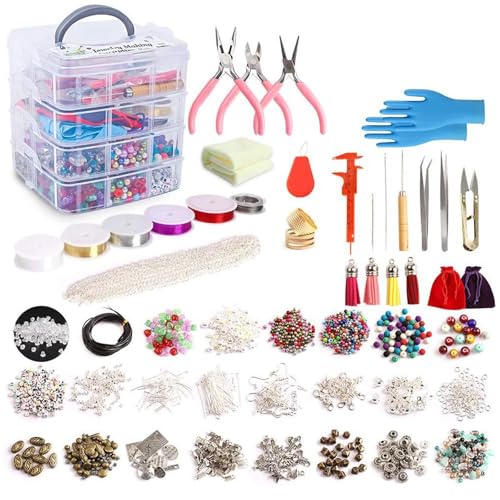 1960 Pieces Jewelry Making Supplies Kit with Beads Findings Jewellery Pliers Beading Wire for DIY Necklace