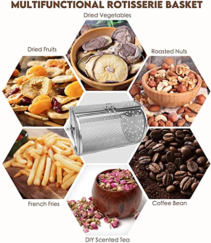 Grillmand, draaispies, rotisseriemand, draaispies, roestvrij staal, gegrilde kooi, oven, 360° rolbraden, mand, oven… - Image 8