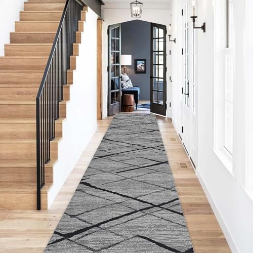廊下階段用モダンランナーラグ、滑り止めゴム裏地付き、1m 150cm 2m 250cm 3m 350cm 4m 450cm 5m 550cm 6m、キッチンリビングルーム玄関用超ロングカーペットランナー(80×250cm)