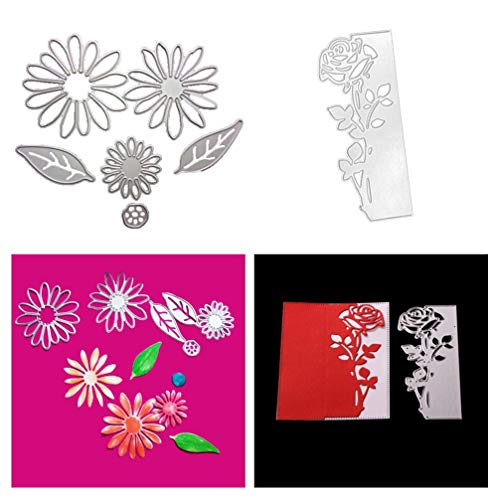 Meslio 2 Pieces Flower Shape Metal Cutting Dies, Embossing Dies Carbon Steel Die Cuts Stencils for DIY Scrapbooking Album Paper Card Making