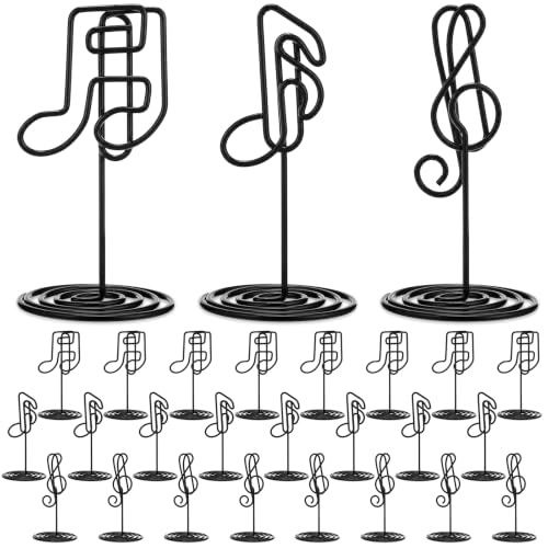 AceOrbit 24 Pcs Musical Note Card Holders Metal Wire Table Numbers 3 Style
