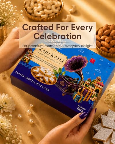 Image of HyperFoods Rakhi For Brother Rakhi With Sweets Gift Pack Kaju Katli 100g Raksha Bandha Gift For Brother with Sweet